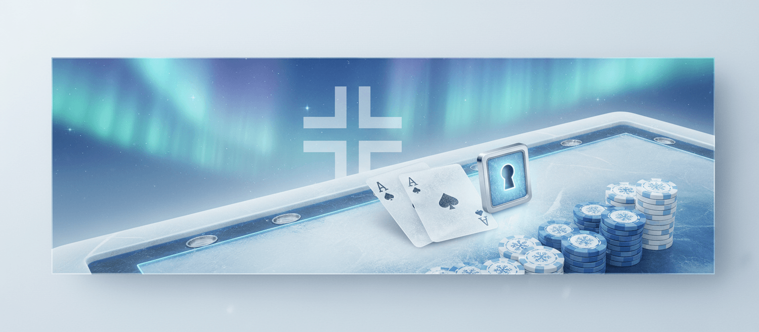 Blackjack-poytapeli pelikortteineen ja pelimerkkeineen revontulien alla