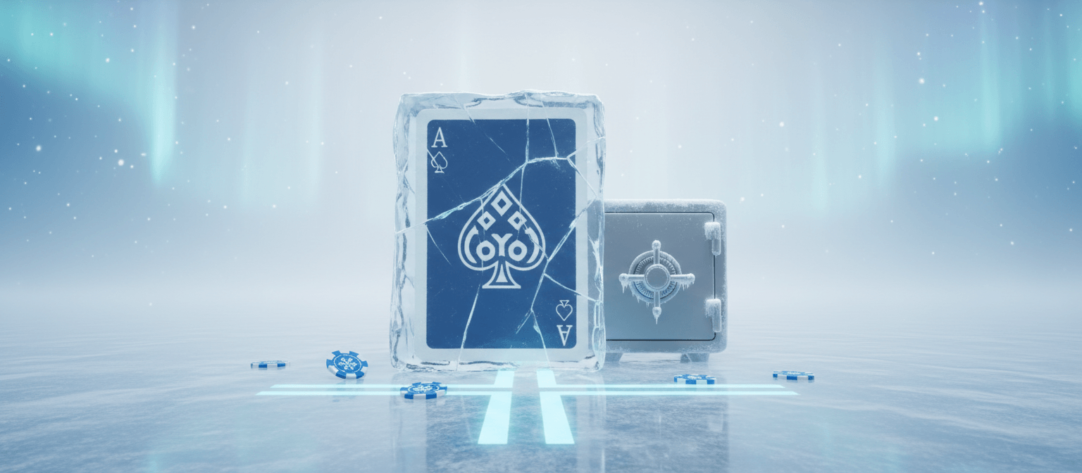 Pataassa jaakuutiossa ja jaatynyt kassakaappi kuvastavat turvallisia maksutapoja nettikasinoilla