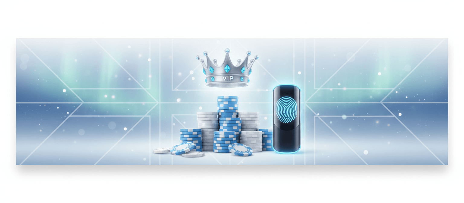 VIP-kruunu pelimerkkien ja sormenjalkitunnistuksen kanssa kuvastaa parhaan nettikasinon valintaa
